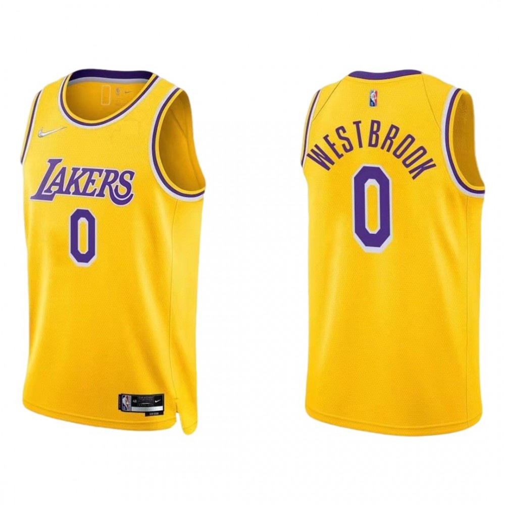 Men's Los Angeles Lakers Russell Westbrook #0 Gold 2021/22 Swingman Jersey - Icon Edition-Pro Kit Vault | Brand New 26/27 Sports Jerseys